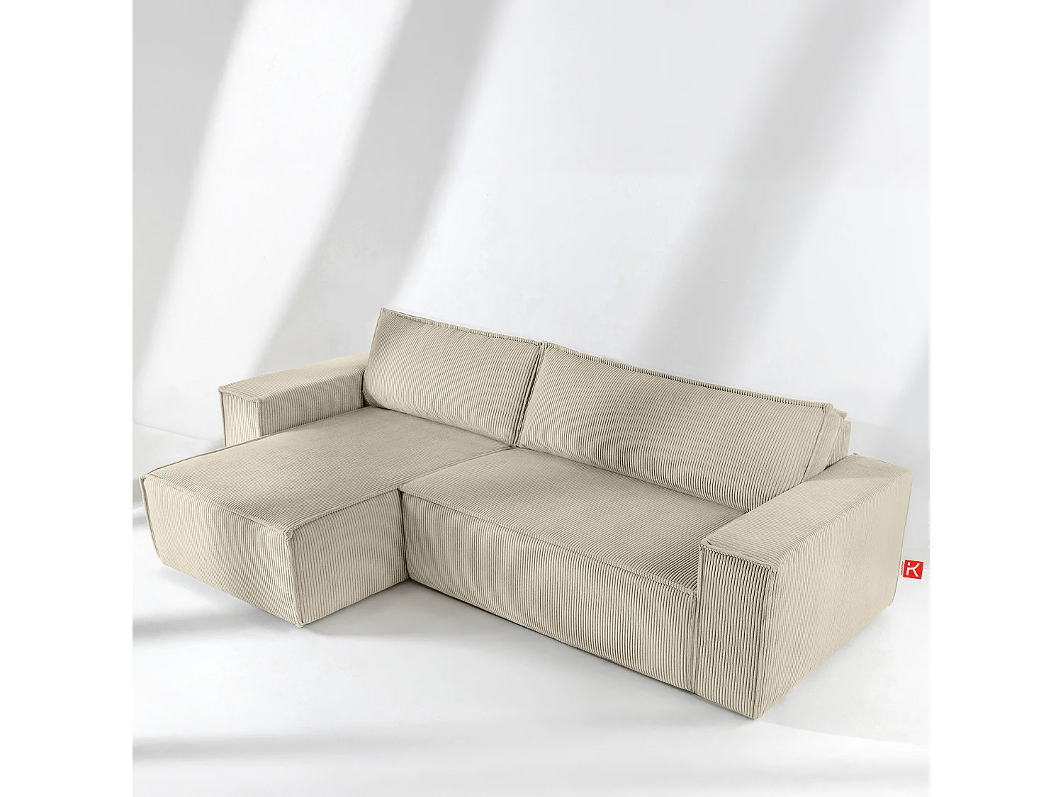 Canapé d'angle universel - gauche / droit - avec fonction couchage - avec coffre de rangement - Créme - NAPI