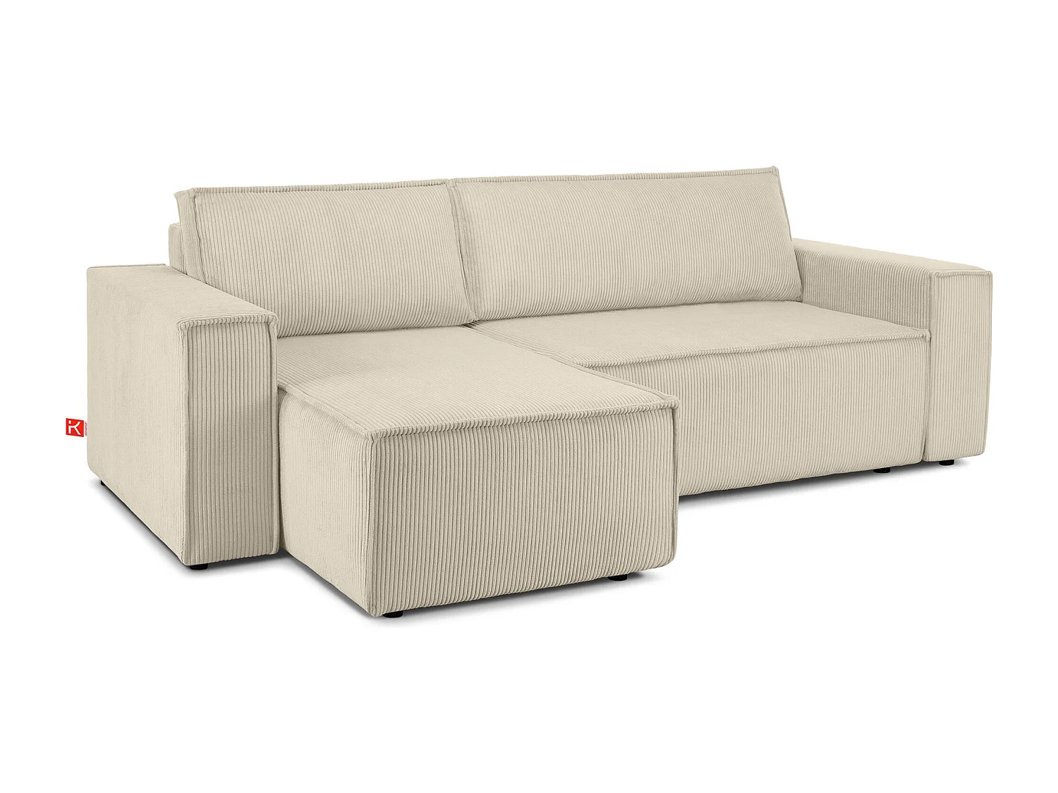 Canapé d'angle universel - gauche / droit - avec fonction couchage - avec coffre de rangement - Créme - NAPI