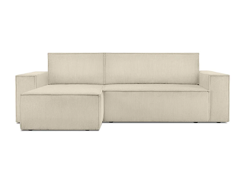 Canapé d'angle universel - gauche / droit - avec fonction couchage - avec coffre de rangement - Créme - NAPI