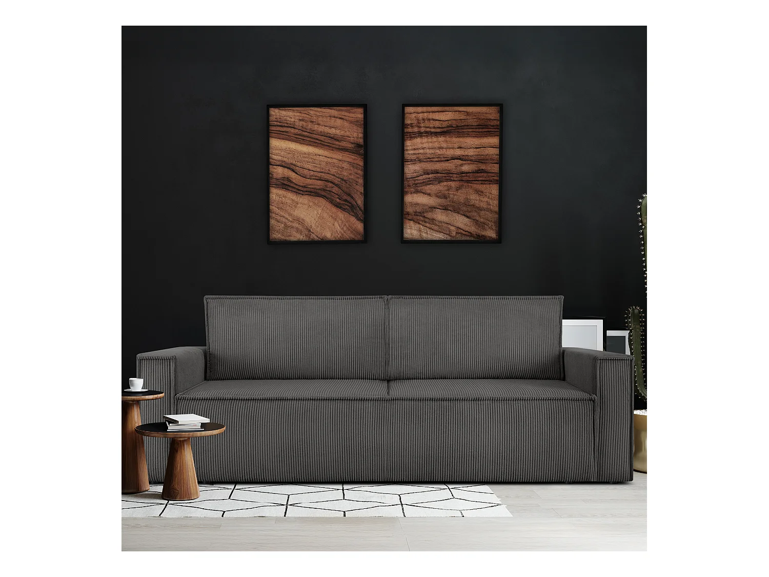 Canapé 3 places convertible - avec fonction couchage - avec coffre de rangement - Gris - NAPI