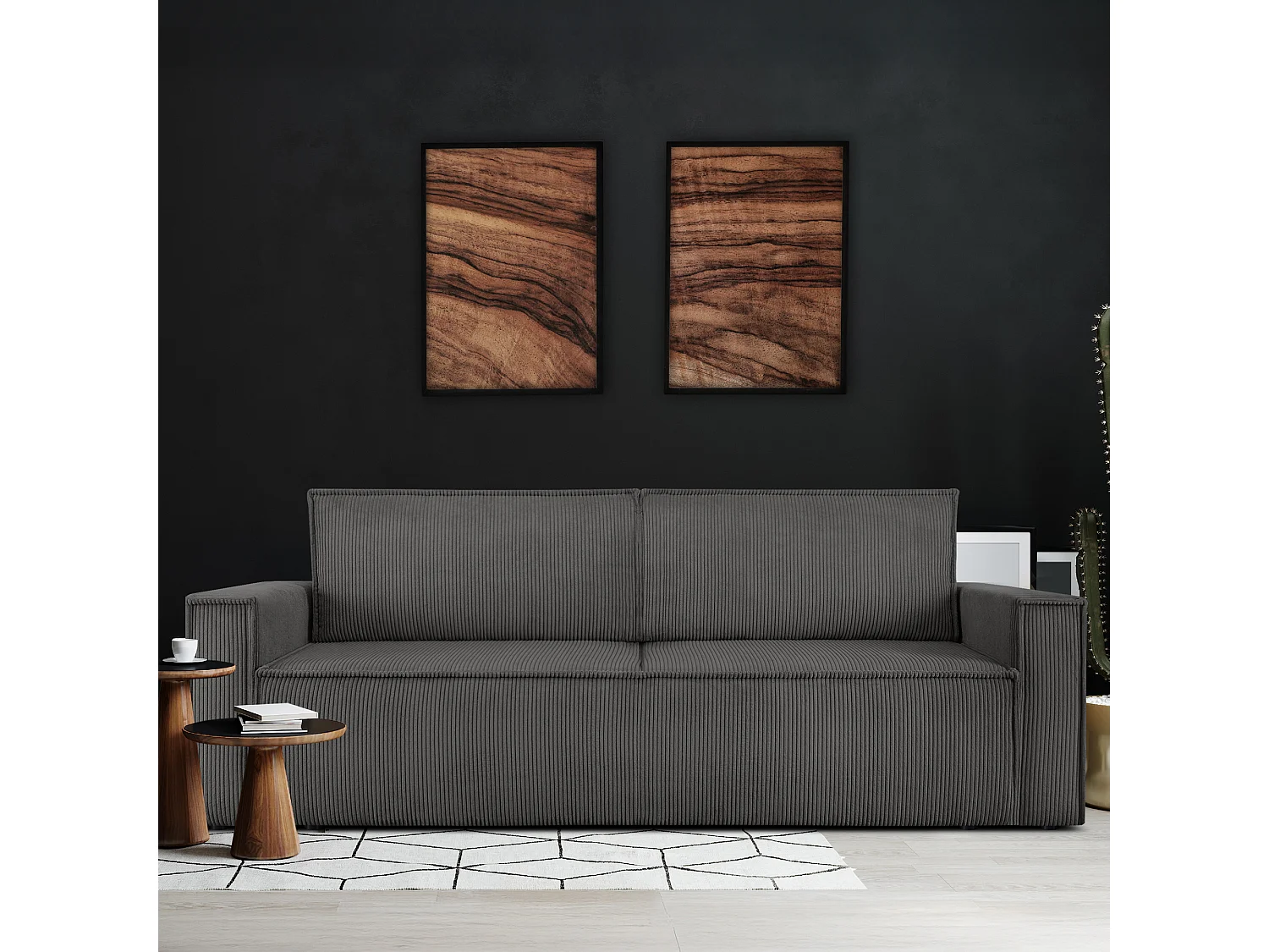 Canapé 3 places convertible - avec fonction couchage - avec coffre de rangement - Gris - NAPI