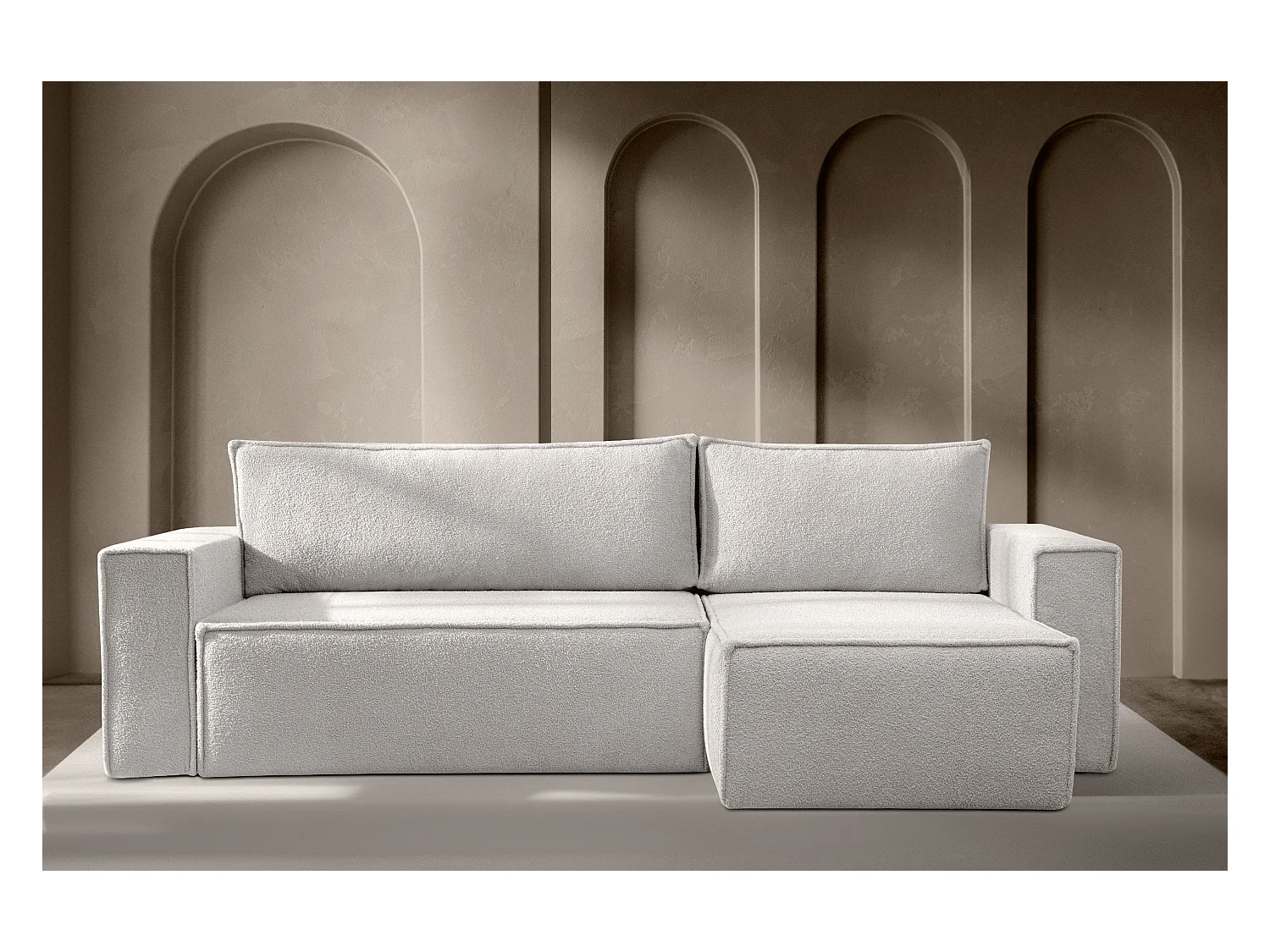 Canapé d'angle universel - gauche / droit - avec fonction couchage - avec coffre de rangement - blanc - NAPI II