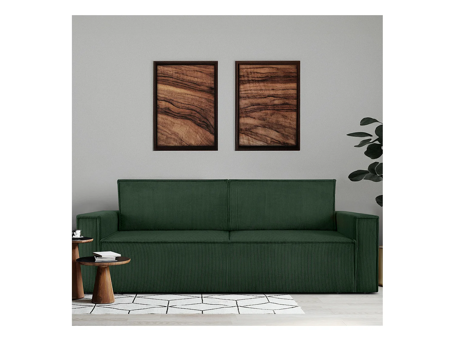 Canapé 3 places convertible - avec fonction couchage - avec coffre de rangement - Vert foncé - NAPI