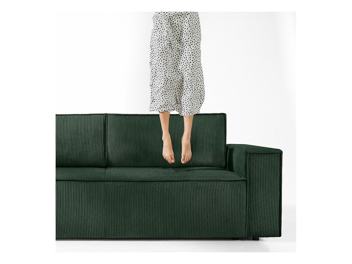 Canapé 3 places convertible - avec fonction couchage - avec coffre de rangement - Vert foncé - NAPI