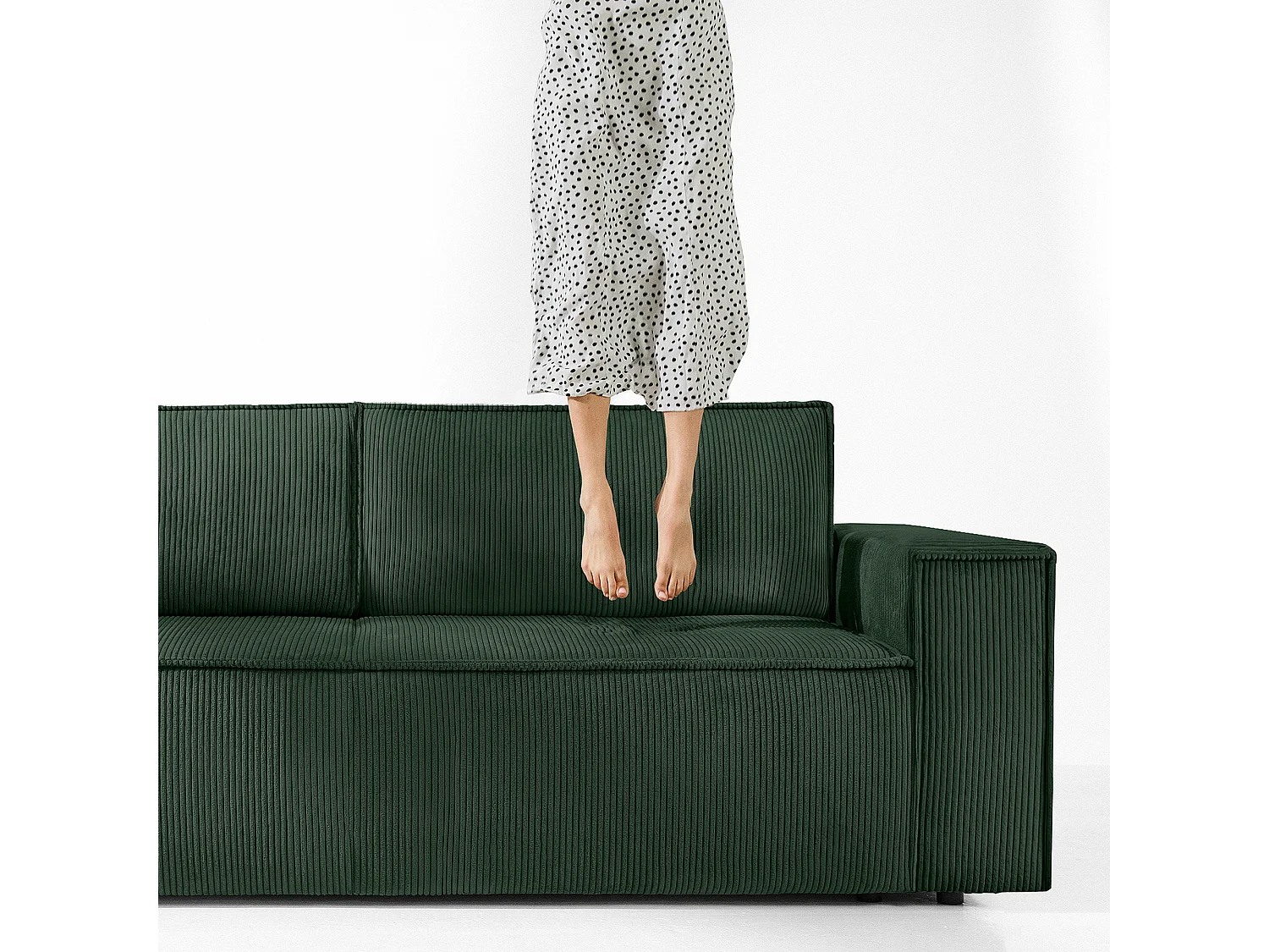 Canapé 3 places convertible - avec fonction couchage - avec coffre de rangement - Vert foncé - NAPI