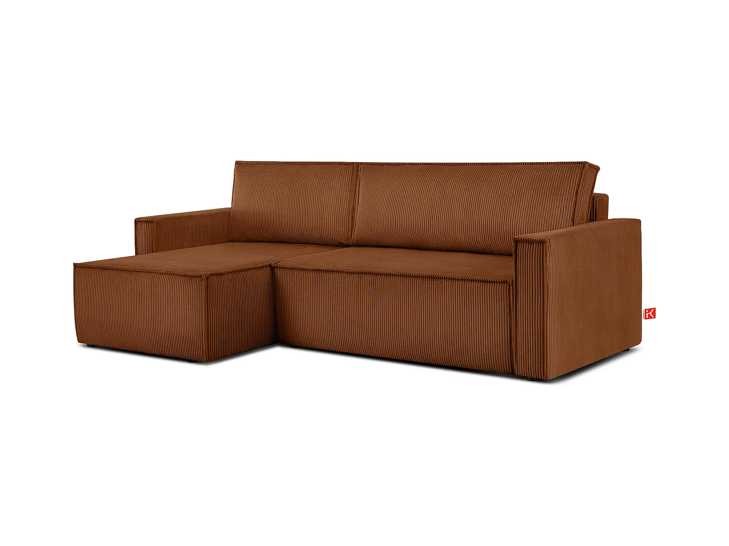 Canapé d'angle universel - gauche / droit - avec fonction couchage - avec coffre de rangement - Rouge - NAPI