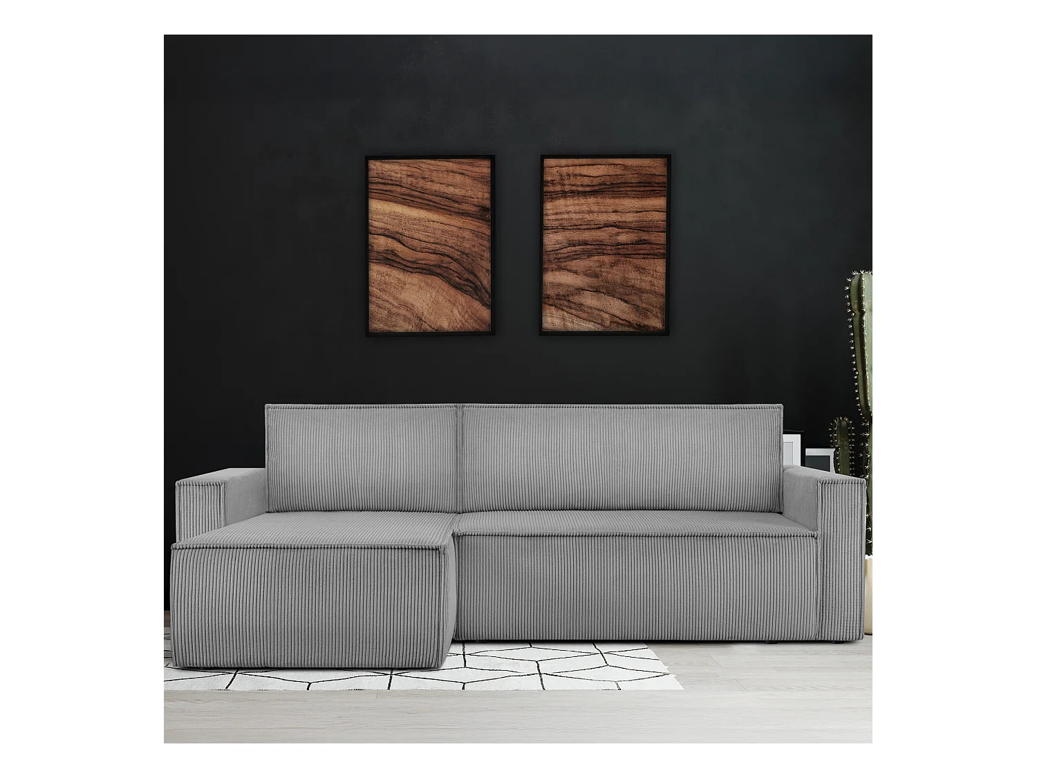 Canapé d'angle universel - gauche / droit - avec fonction couchage - avec coffre de rangement - Gris - NAPI