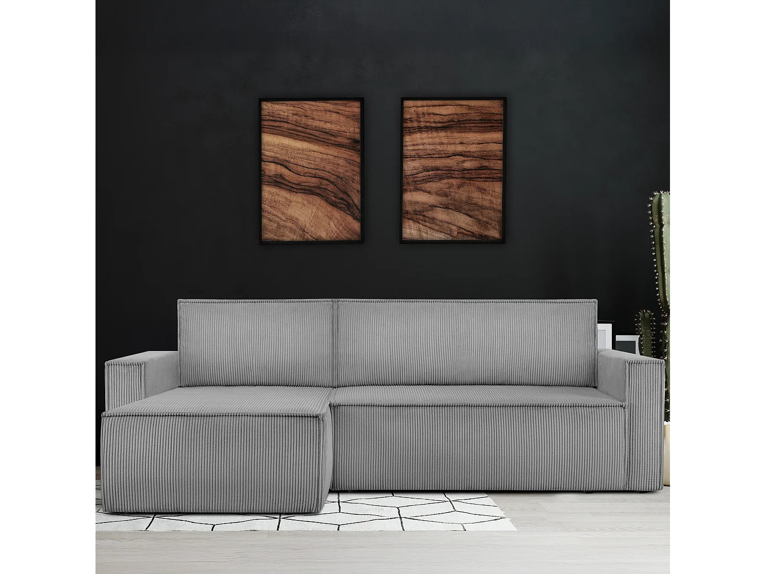 Canapé d'angle universel - gauche / droit - avec fonction couchage - avec coffre de rangement - Gris - NAPI