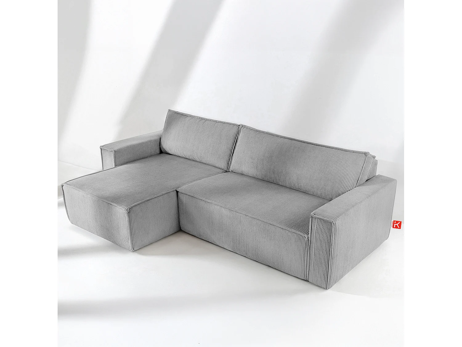 Canapé d'angle universel - gauche / droit - avec fonction couchage - avec coffre de rangement - Gris - NAPI