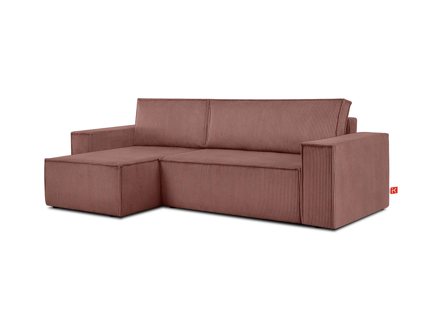 Canapé d'angle universel - gauche / droit - avec fonction couchage - avec coffre de rangement - Rose - NAPI