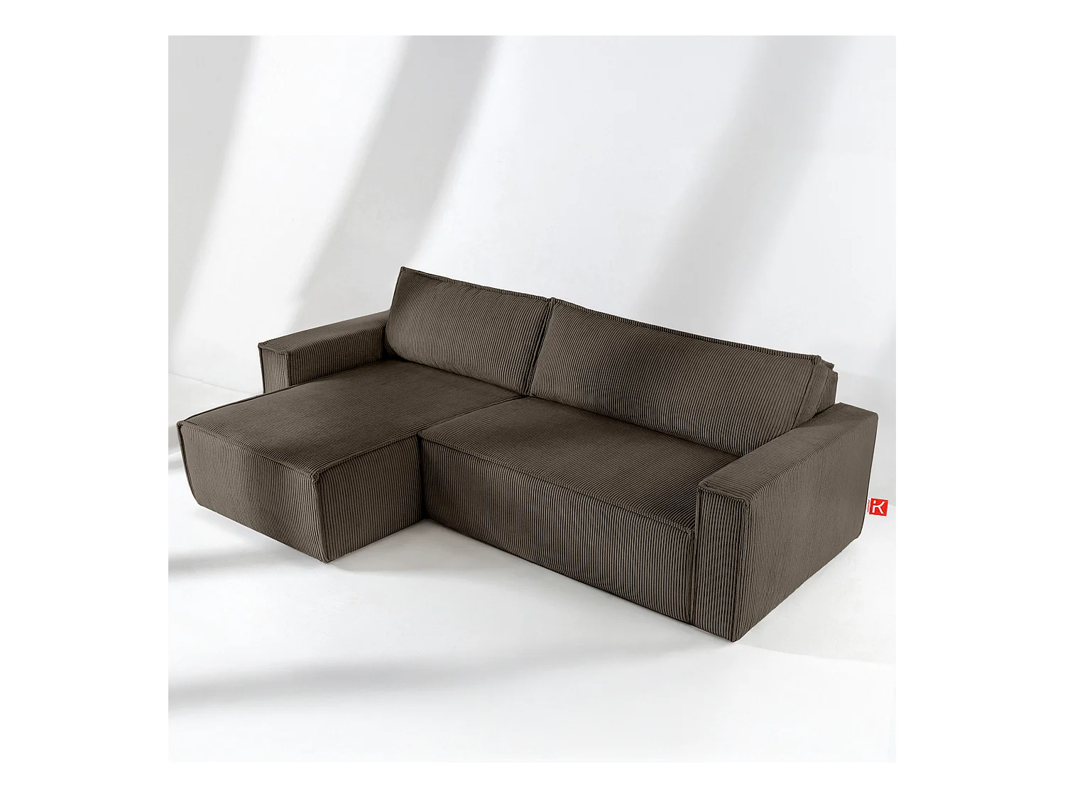 Canapé d'angle universel - gauche / droit - avec fonction couchage - avec coffre de rangement - Marron - NAPI