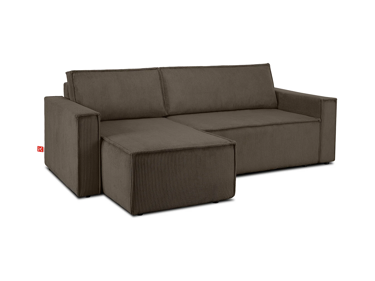 Canapé d'angle universel - gauche / droit - avec fonction couchage - avec coffre de rangement - Marron - NAPI