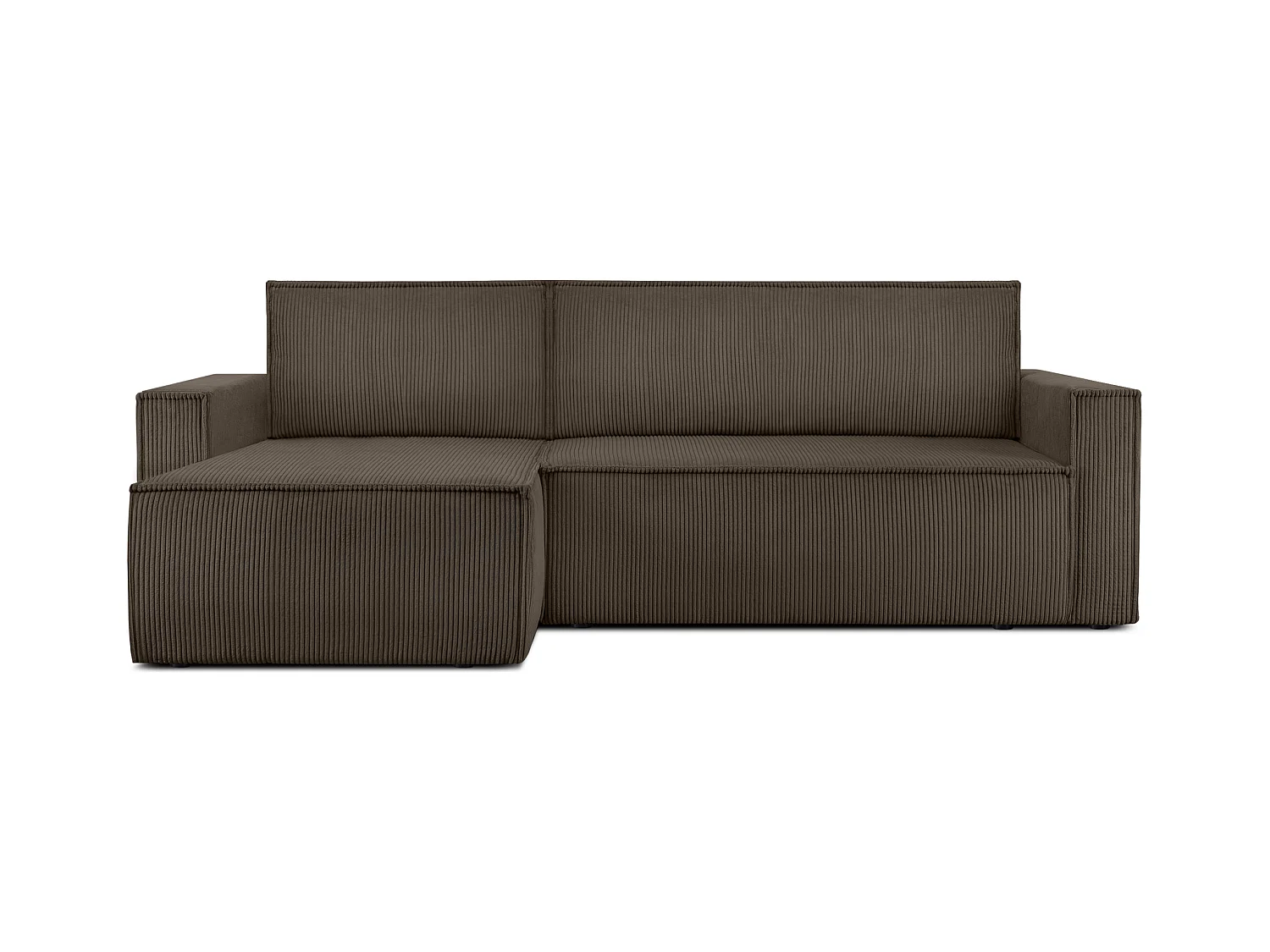 Canapé d'angle universel - gauche / droit - avec fonction couchage - avec coffre de rangement - Marron - NAPI