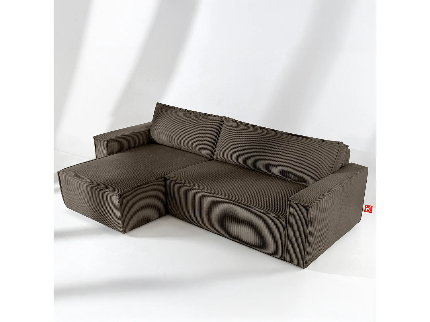 Canapé d'angle universel - gauche / droit - avec fonction couchage - avec coffre de rangement - Marron - NAPI