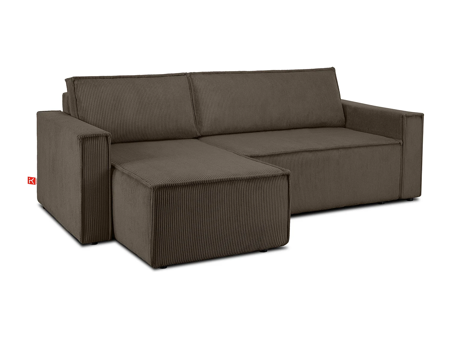 Canapé d'angle universel - gauche / droit - avec fonction couchage - avec coffre de rangement - Marron - NAPI