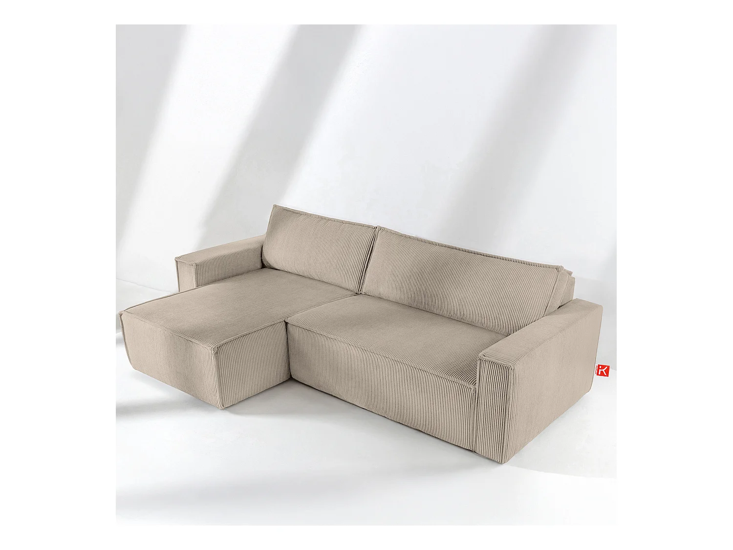 Canapé d'angle universel - gauche / droit - avec fonction couchage - avec coffre de rangement - Beige - NAPI