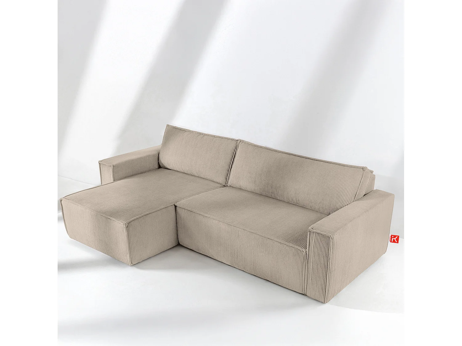 Canapé d'angle universel - gauche / droit - avec fonction couchage - avec coffre de rangement - Beige - NAPI