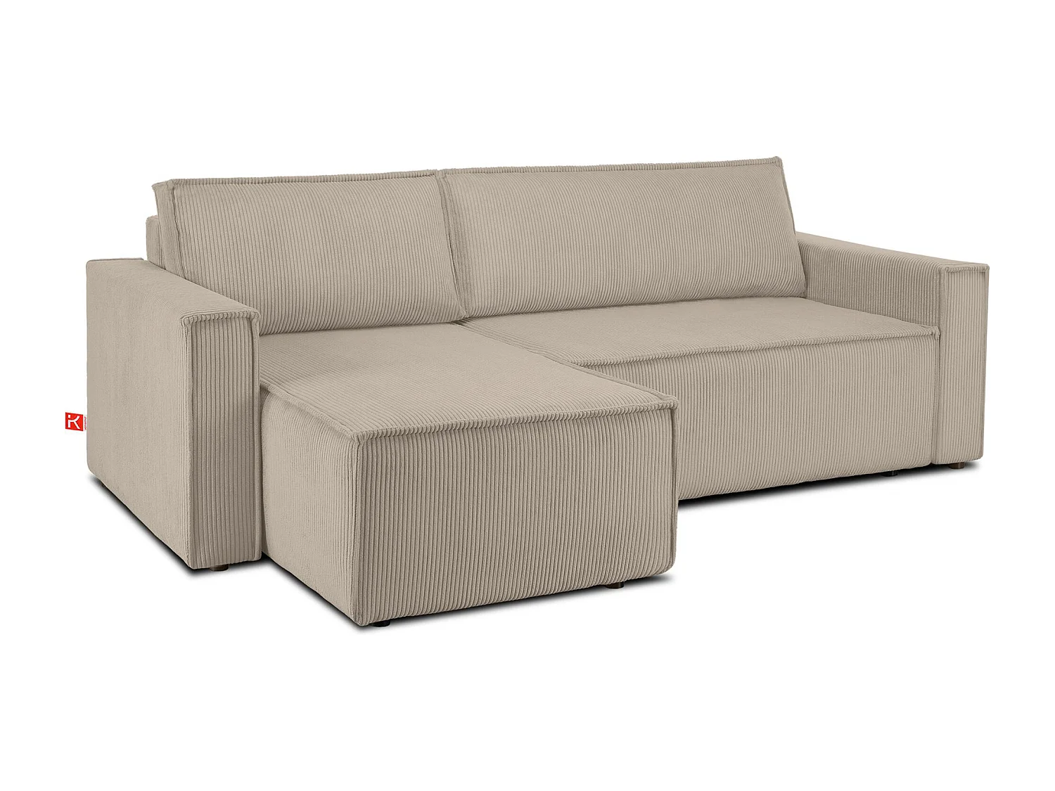 Canapé d'angle universel - gauche / droit - avec fonction couchage - avec coffre de rangement - Beige - NAPI