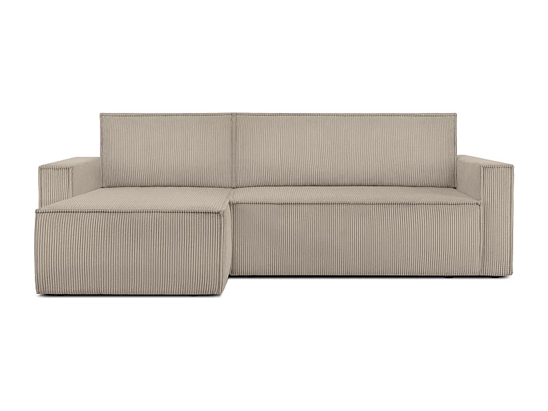 Canapé d'angle universel - gauche / droit - avec fonction couchage - avec coffre de rangement - Beige - NAPI