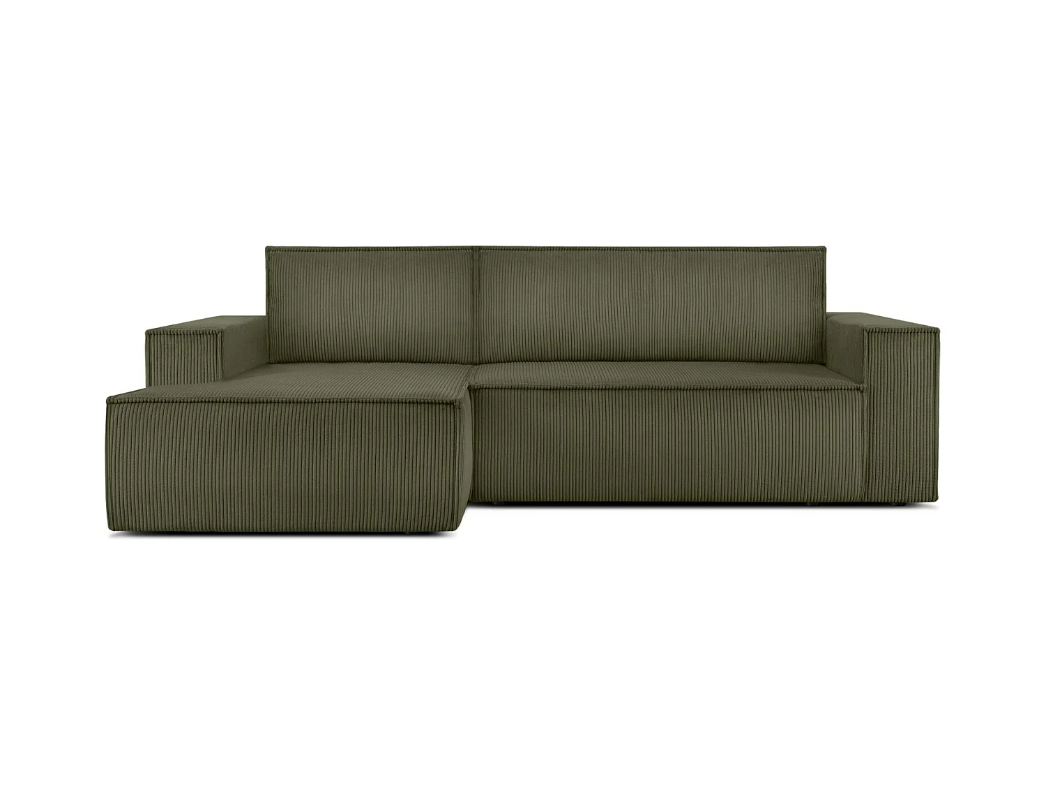 Canapé d'angle - gauche - avec fonction couchage - avec coffre de rangement - Modern - Olive - NAPI