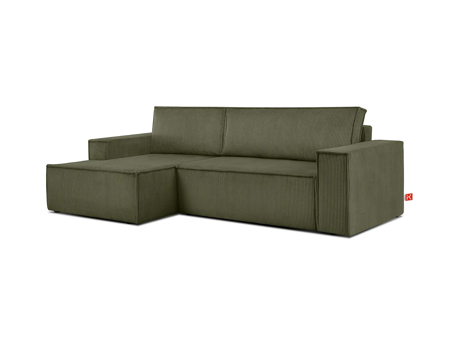 Canapé d'angle - gauche - avec fonction couchage - avec coffre de rangement - Modern - Olive - NAPI