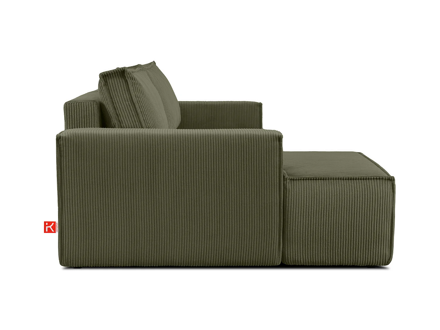 Canapé d'angle - gauche - avec fonction couchage - avec coffre de rangement - Modern - Olive - NAPI