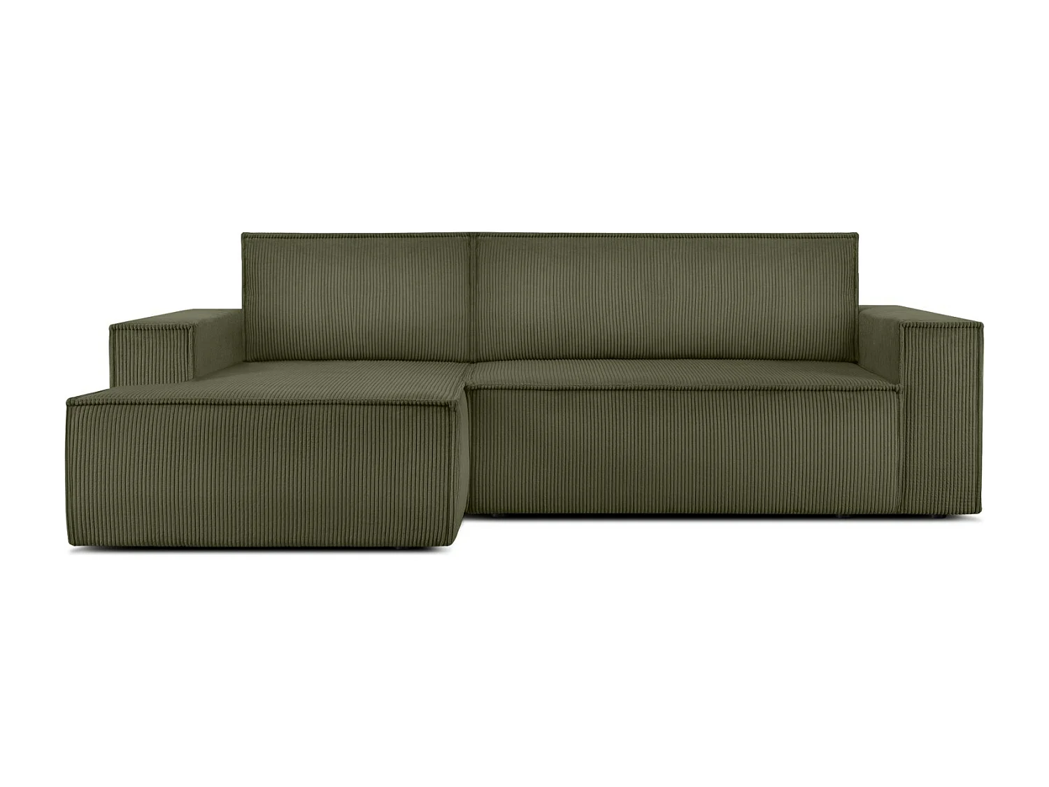 Canapé d'angle - gauche - avec fonction couchage - avec coffre de rangement - Modern - Olive - NAPI