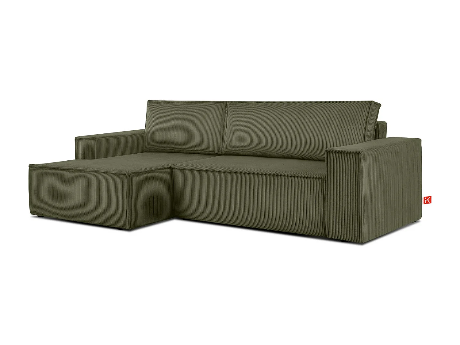 Canapé d'angle - gauche - avec fonction couchage - avec coffre de rangement - Modern - Olive - NAPI