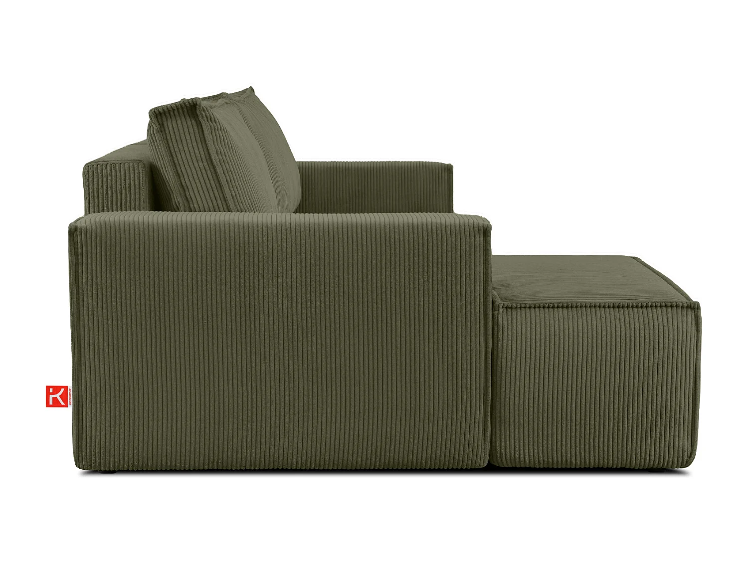 Canapé d'angle - gauche - avec fonction couchage - avec coffre de rangement - Modern - Olive - NAPI