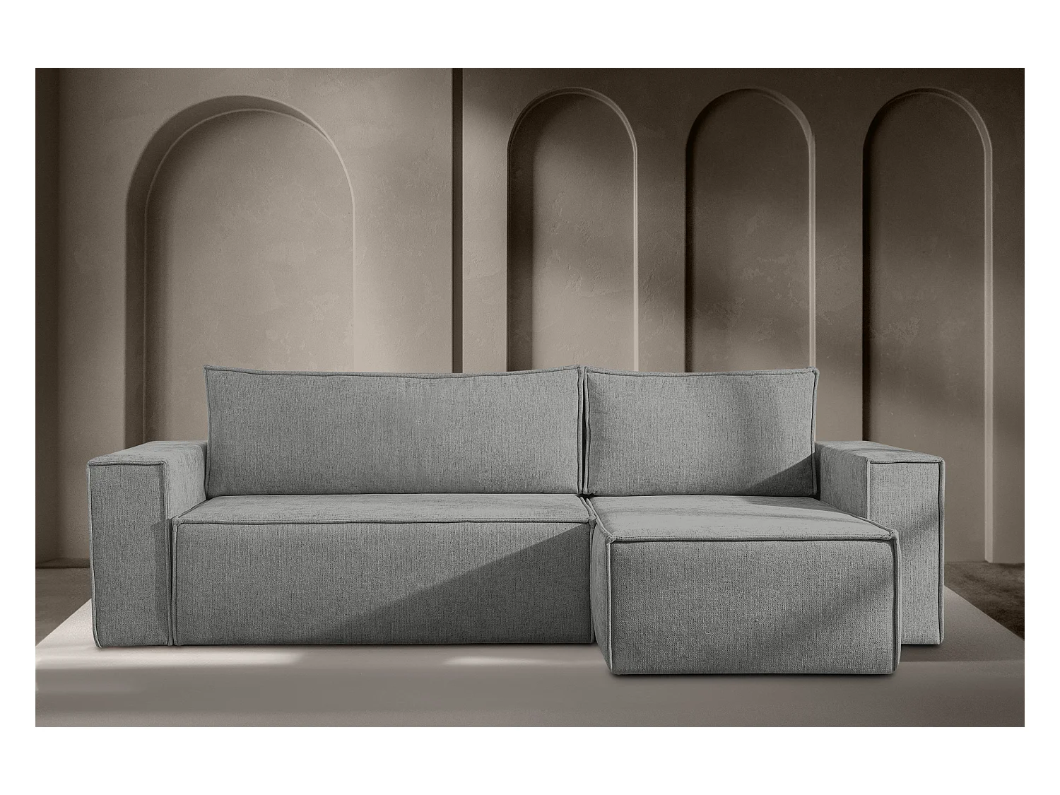 Canapé d'angle universel - gauche / droit - avec fonction couchage - avec coffre de rangement - Gris - NAPI II