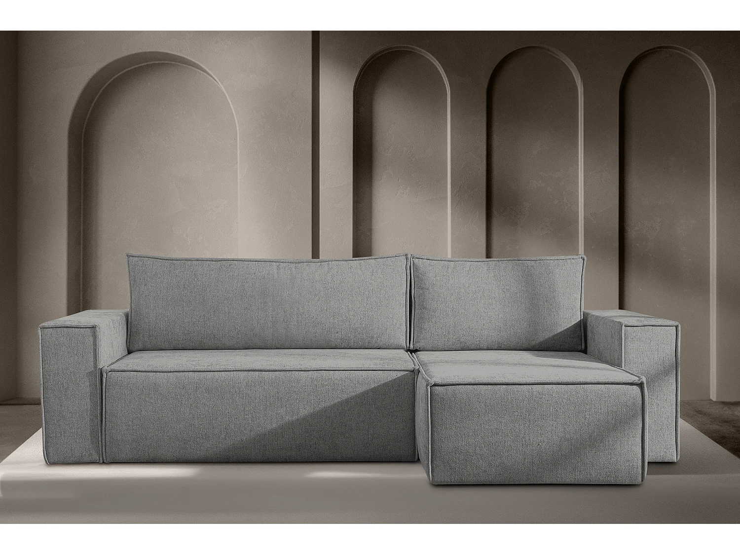 Canapé d'angle universel - gauche / droit - avec fonction couchage - avec coffre de rangement - Gris - NAPI II