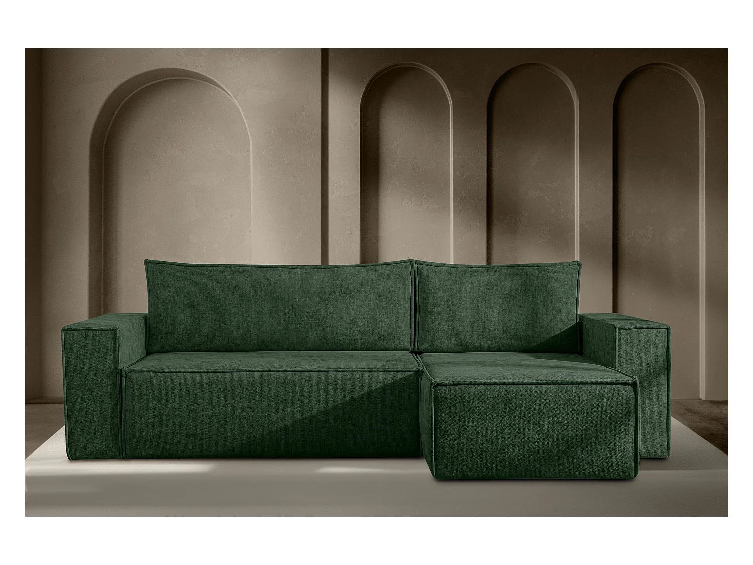 Canapé d'angle universel - gauche / droit - avec fonction couchage - avec coffre de rangement - Vert - NAPI II