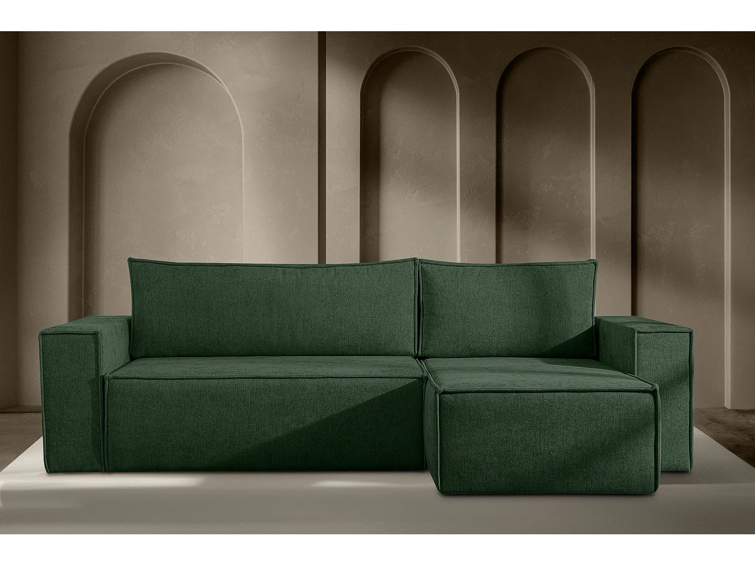 Canapé d'angle universel - gauche / droit - avec fonction couchage - avec coffre de rangement - Vert - NAPI II