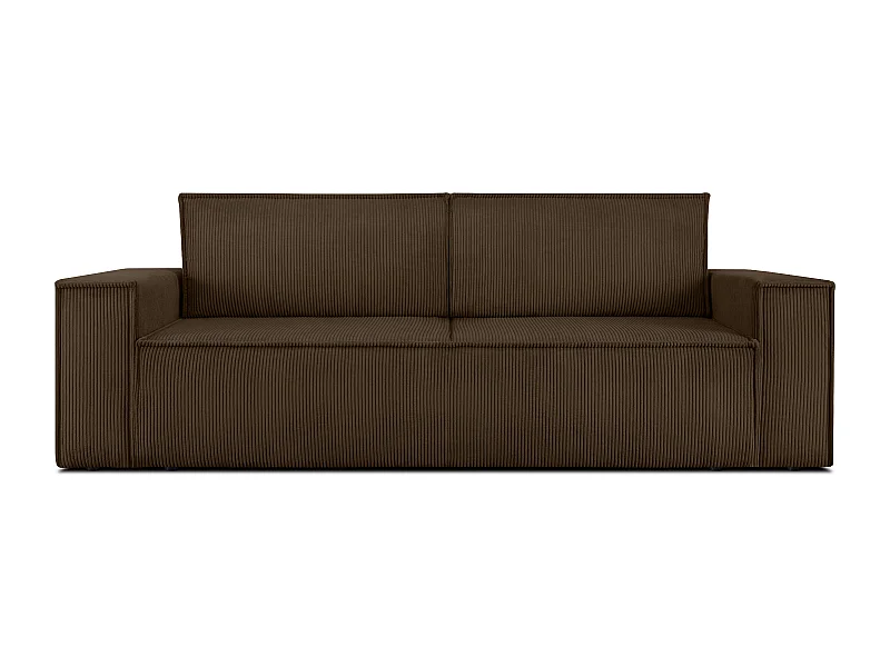 Canapé 3 places convertible - avec fonction couchage - avec coffre de rangement - Marron - NAPI