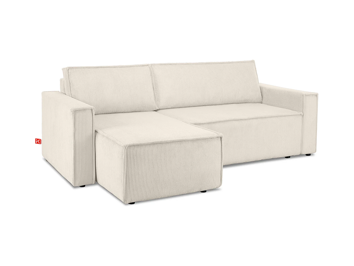 Canapé d'angle universel - gauche / droit - avec fonction couchage - avec coffre de rangement - Beige - NAPI