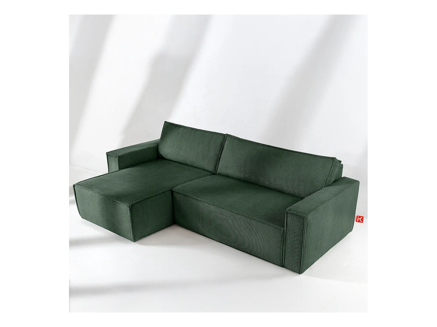 Canapé d'angle universel - gauche / droit - avec fonction couchage - avec coffre de rangement - Vert foncé - NAPI