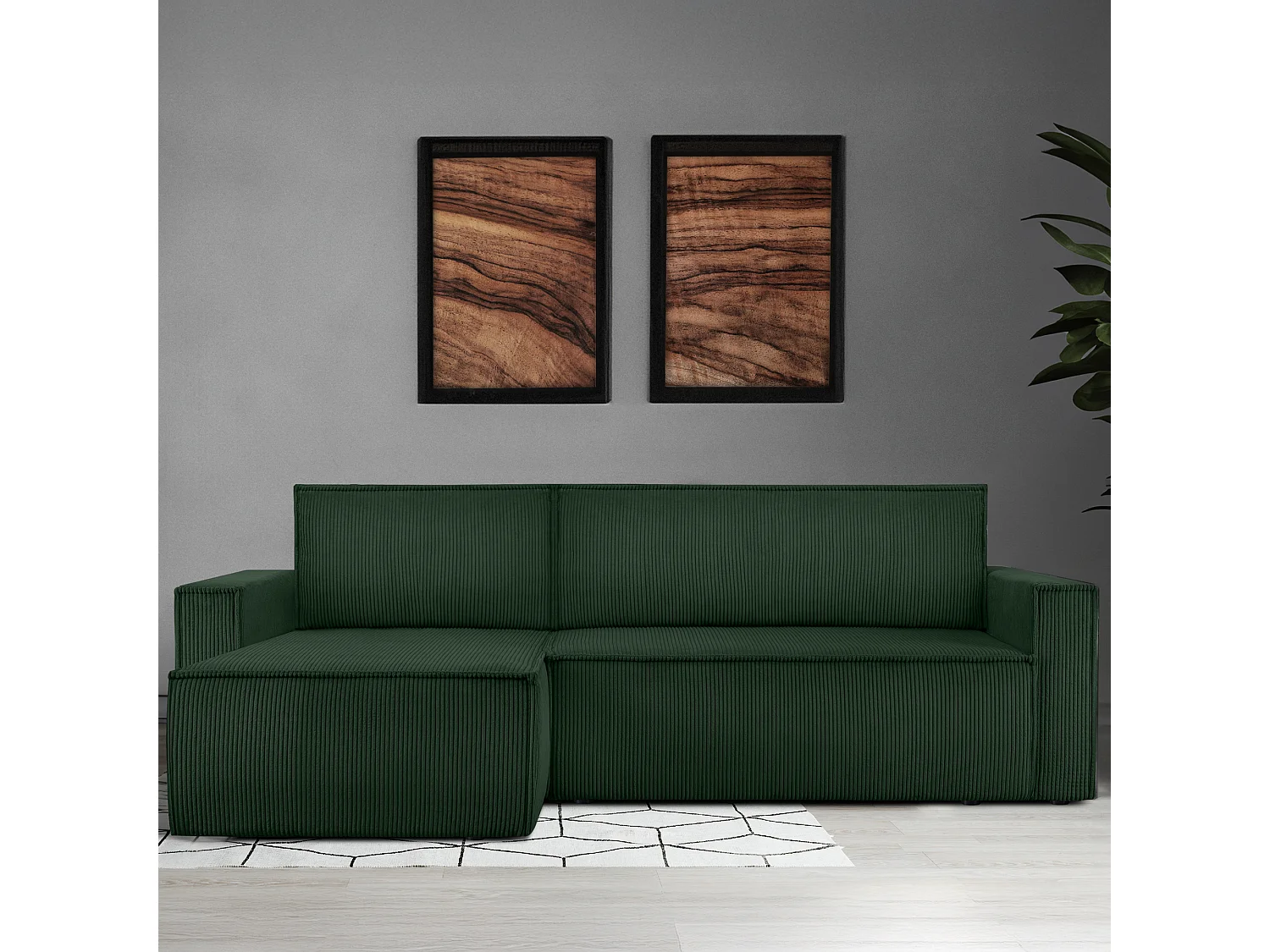 Canapé d'angle universel - gauche / droit - avec fonction couchage - avec coffre de rangement - Vert foncé - NAPI