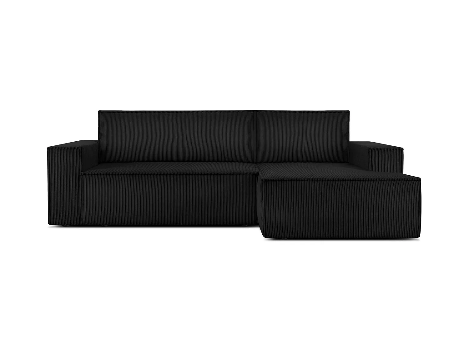 Canapé d'angle - droite - avec fonction couchage - avec coffre de rangement - Modern - Noir - NAPI