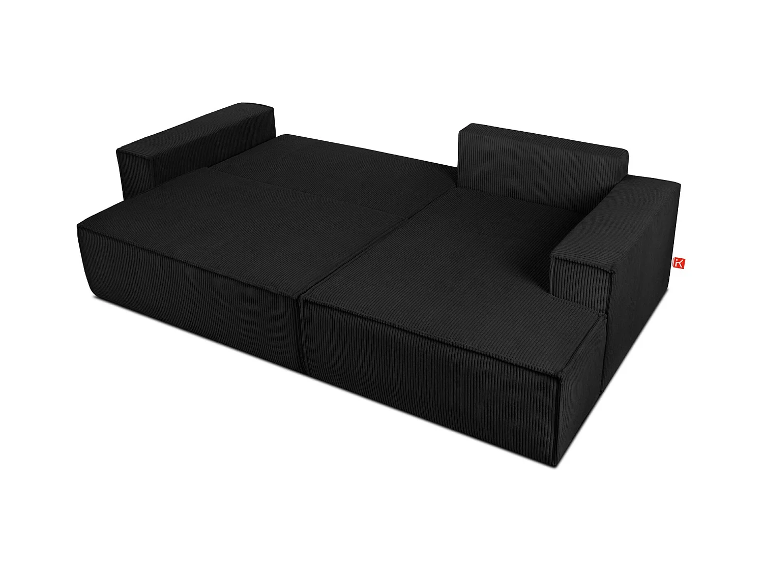 Canapé d'angle - droite - avec fonction couchage - avec coffre de rangement - Modern - Noir - NAPI