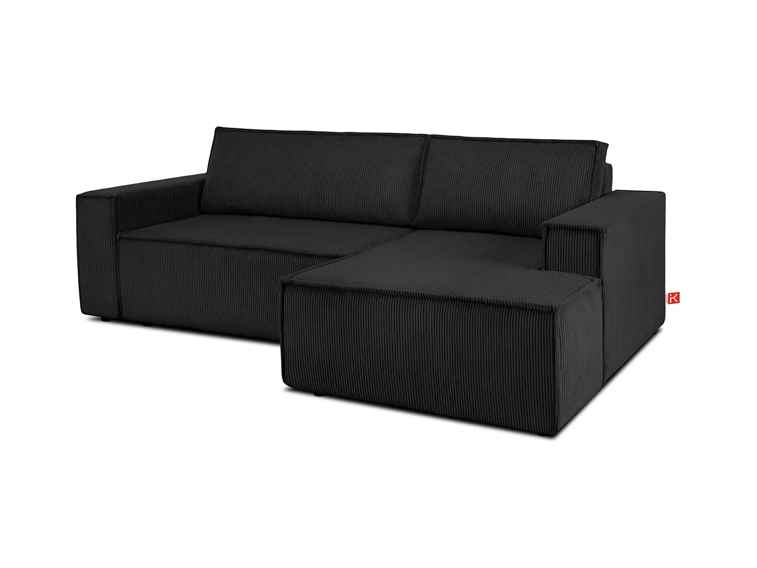 Canapé d'angle - droite - avec fonction couchage - avec coffre de rangement - Modern - Noir - NAPI