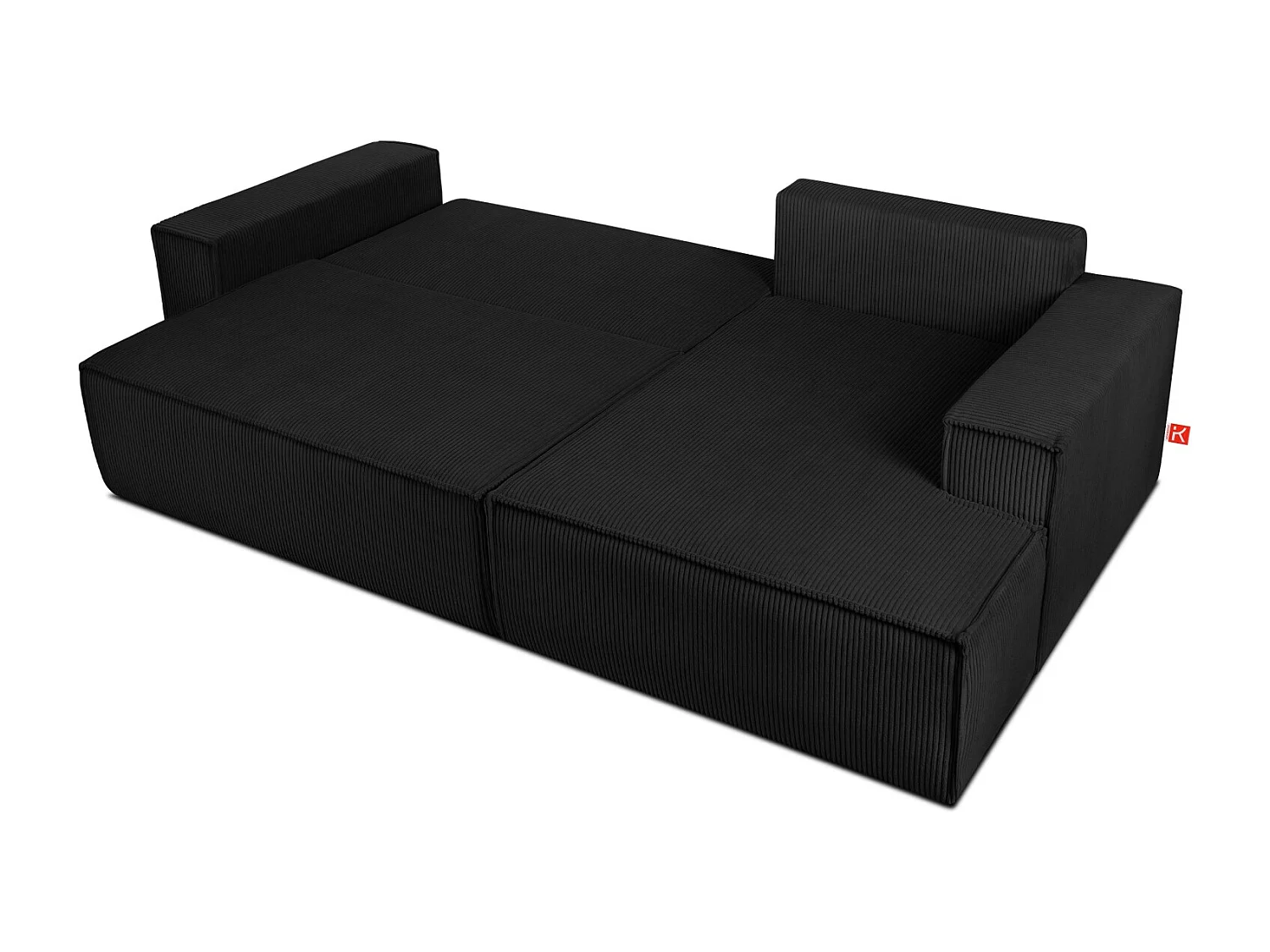 Canapé d'angle - droite - avec fonction couchage - avec coffre de rangement - Modern - Noir - NAPI