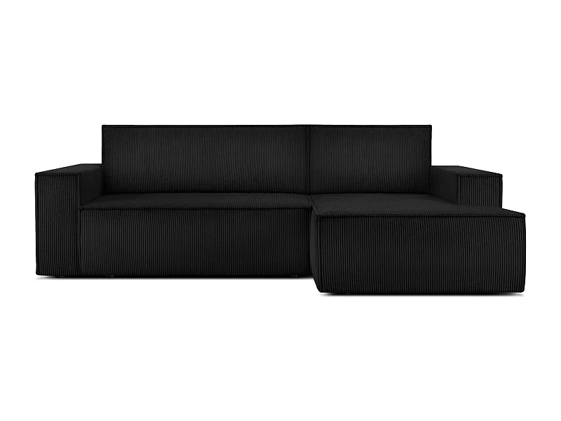 Canapé d'angle - droite - avec fonction couchage - avec coffre de rangement - Modern - Noir - NAPI