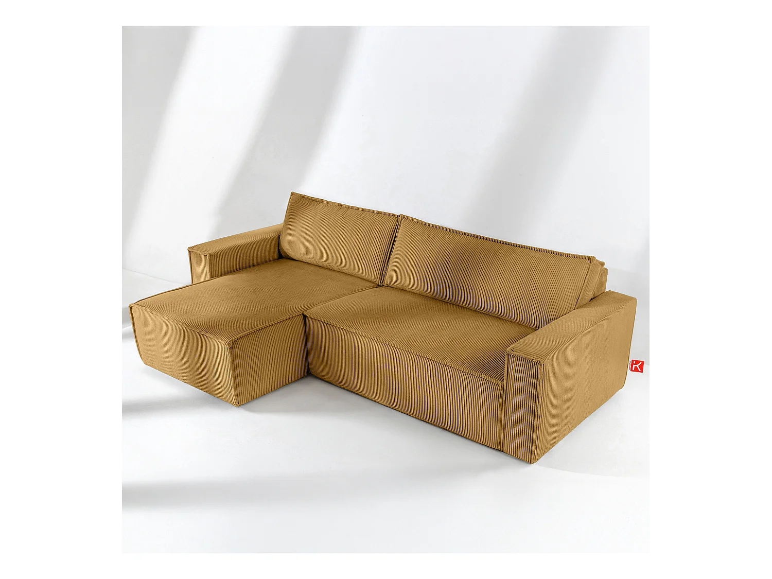 Canapé d'angle universel - gauche / droit - avec fonction couchage - avec coffre de rangement - Jaune - NAPI