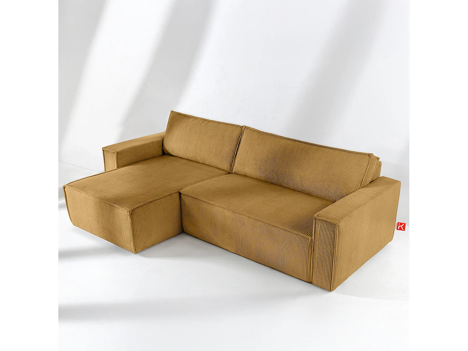 Canapé d'angle universel - gauche / droit - avec fonction couchage - avec coffre de rangement - Jaune - NAPI