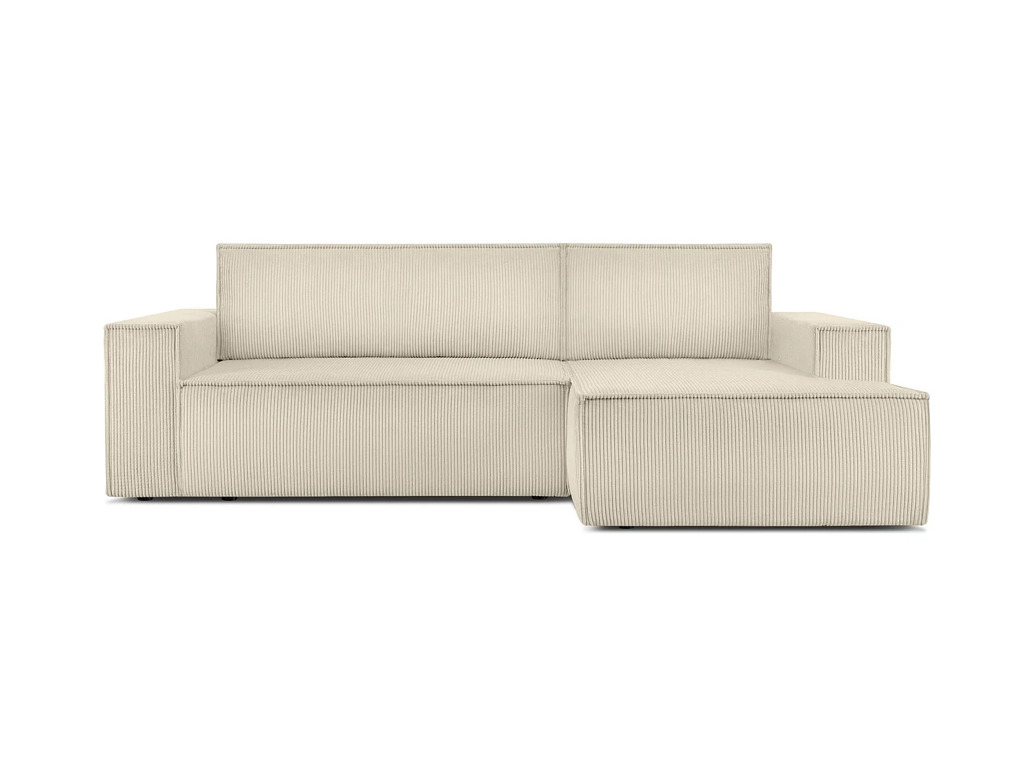 Canapé d'angle - droite - avec fonction couchage - avec coffre de rangement - Modern - Crème  - NAPI