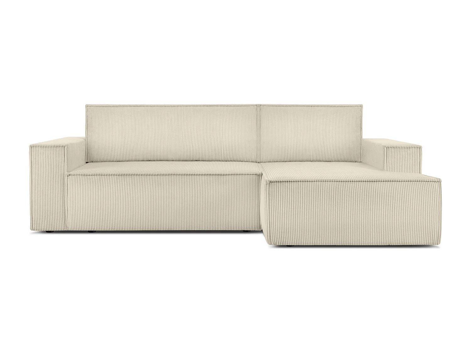 Canapé d'angle - droite - avec fonction couchage - avec coffre de rangement - Modern - Crème  - NAPI