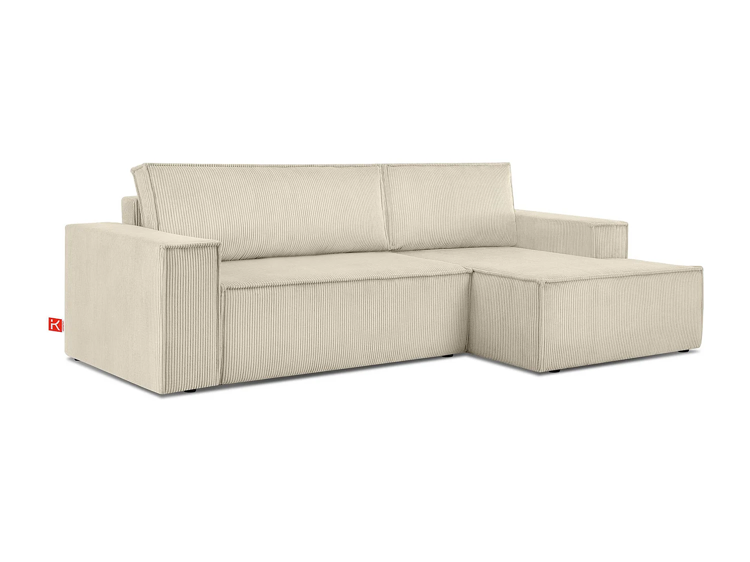 Canapé d'angle - droite - avec fonction couchage - avec coffre de rangement - Modern - Crème  - NAPI