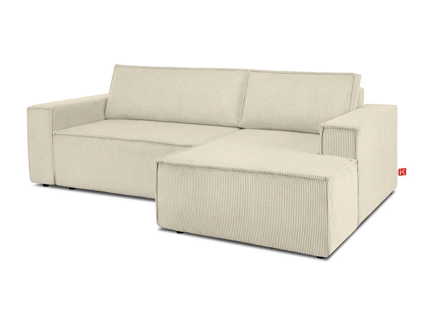 Canapé d'angle - droite - avec fonction couchage - avec coffre de rangement - Modern - Crème  - NAPI