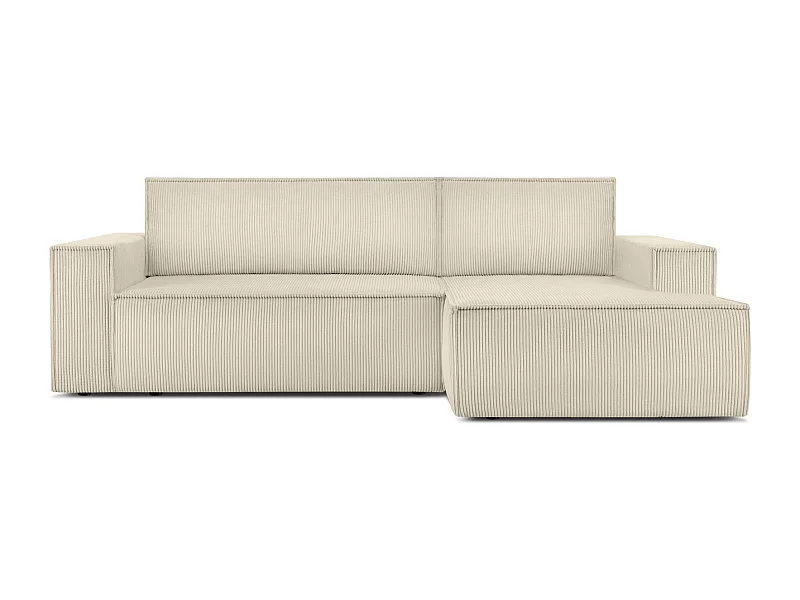 Canapé d'angle - droite - avec fonction couchage - avec coffre de rangement - Modern - Crème  - NAPI