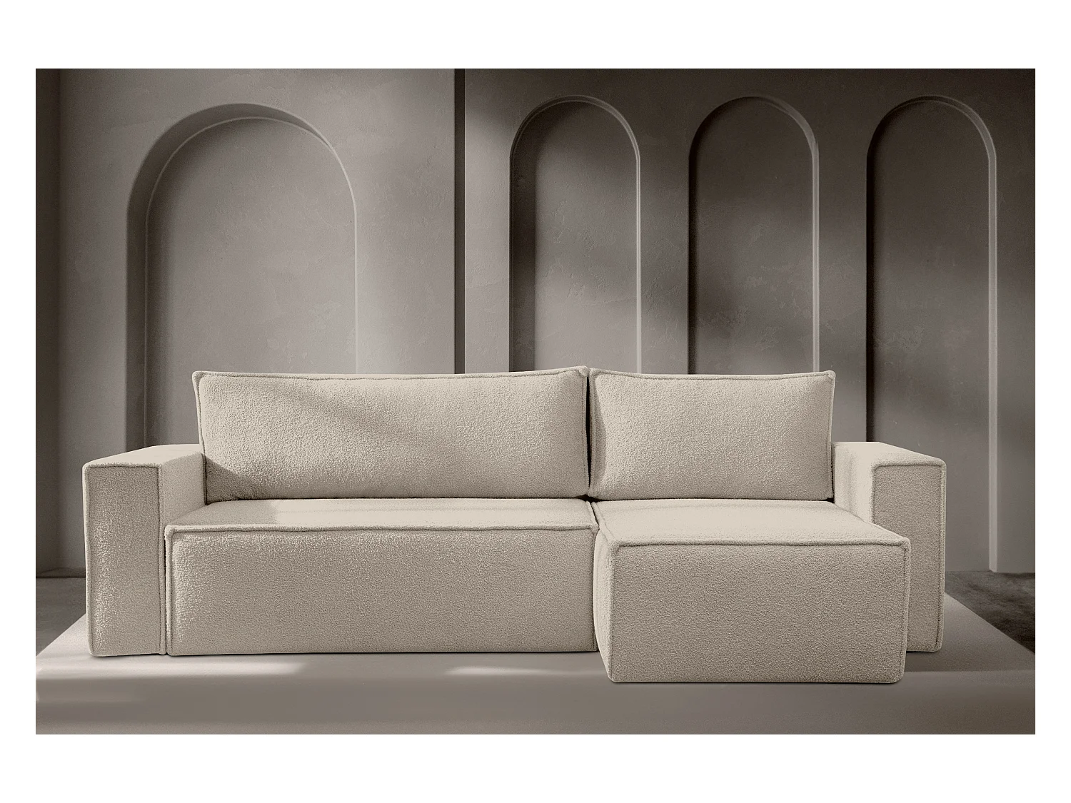 Canapé d'angle universel - gauche / droit - avec fonction couchage - avec coffre de rangement - ivoire - NAPI II